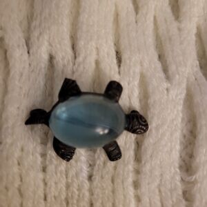 Blue Gem Turtle Brooch